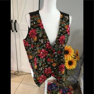 Nutcracker Christmas Vest, Flowered pattern front. Size Large
